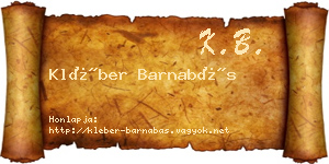 Kléber Barnabás névjegykártya